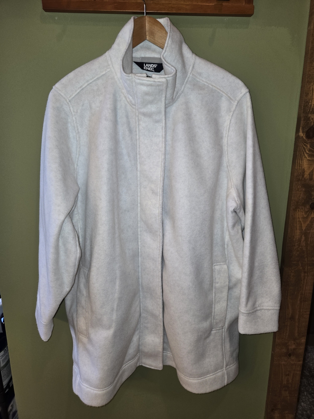 Lands' End Women's White Fleece Coat